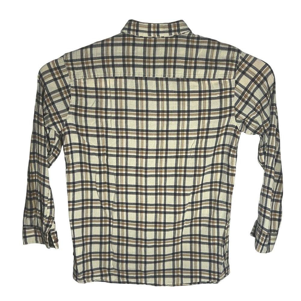 Patagonia Steersman Button Down Shirt Mens M Cream Brown Plaid Organic Cotton - Picture 3 of 7
